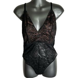 Auden Pink & Black Lace Bodysuit